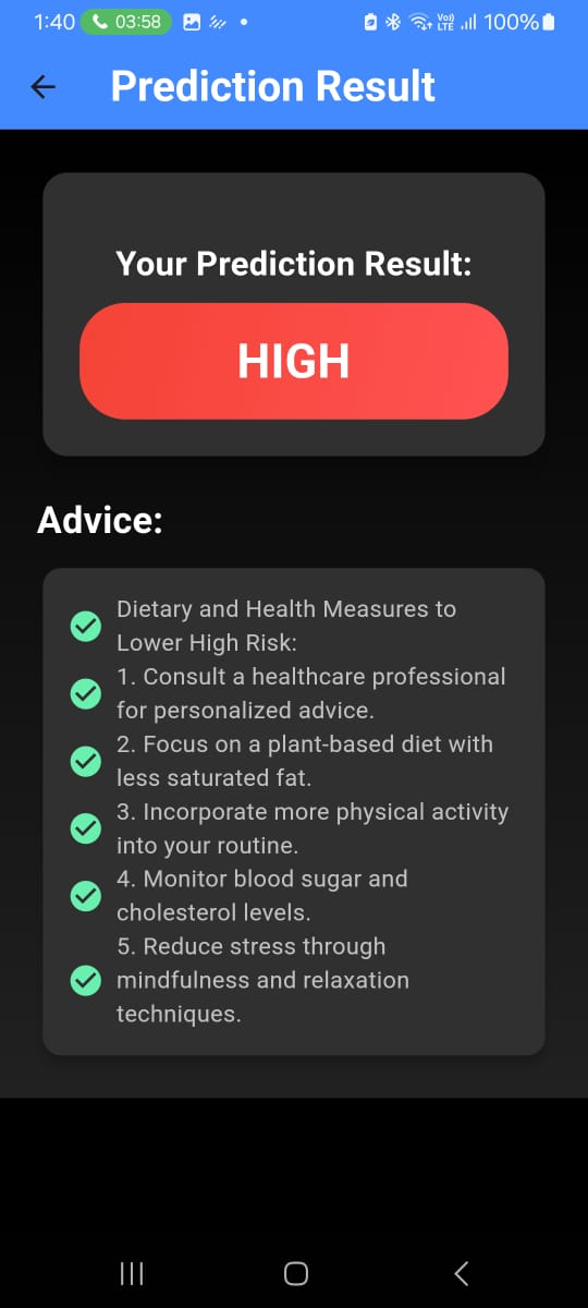 Genetica prediction result with personalized health advice